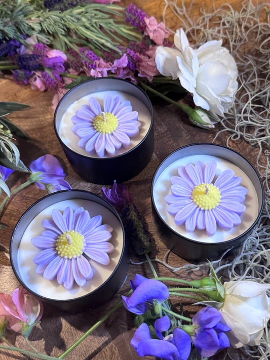 Decorative Flower Candle Tin