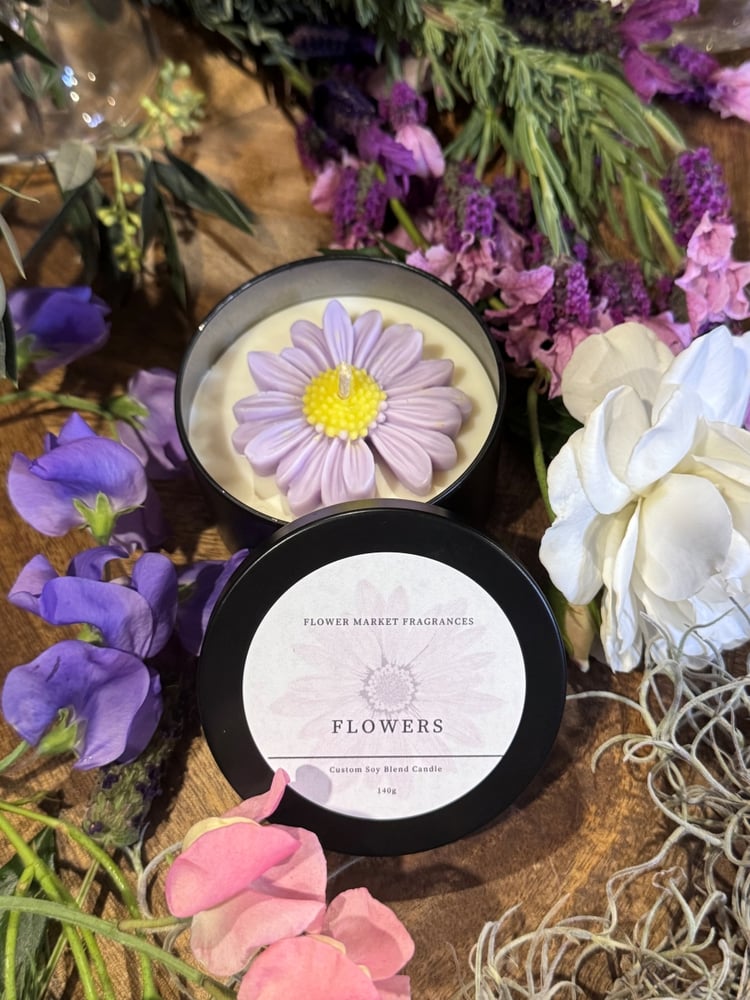 Decorative Flower Candle Tin