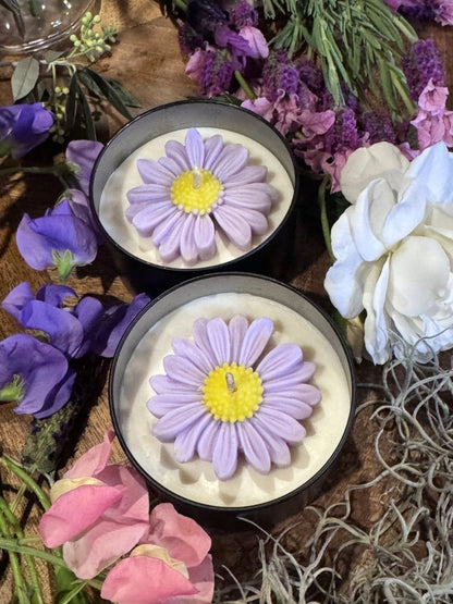 Decorative Flower Candle Tin